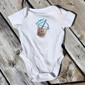 ADORABLE BUBBLE TEA ONESIE 3-6 MONTHS CU-TEA BOBA TEA THE LITTLEST